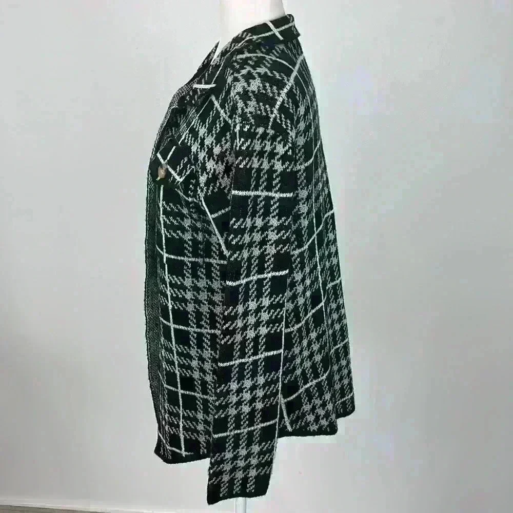 Madison + Hudson Black Plaid Jacket Sweater Size M